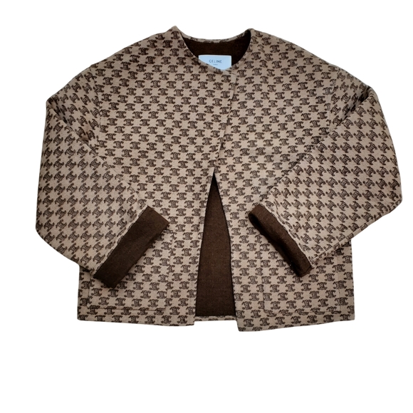 Celine Tan and Brown Logo Blazer - Picture 1 of 7
